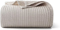 Super Soft Flannel 100% Cotton Waffle Bed Blanket King Size, Throw Blanket for Couch All Seasons (Beige, 104x90) - Lightweight Plush Warm Blanket for All Seasons - Default Title