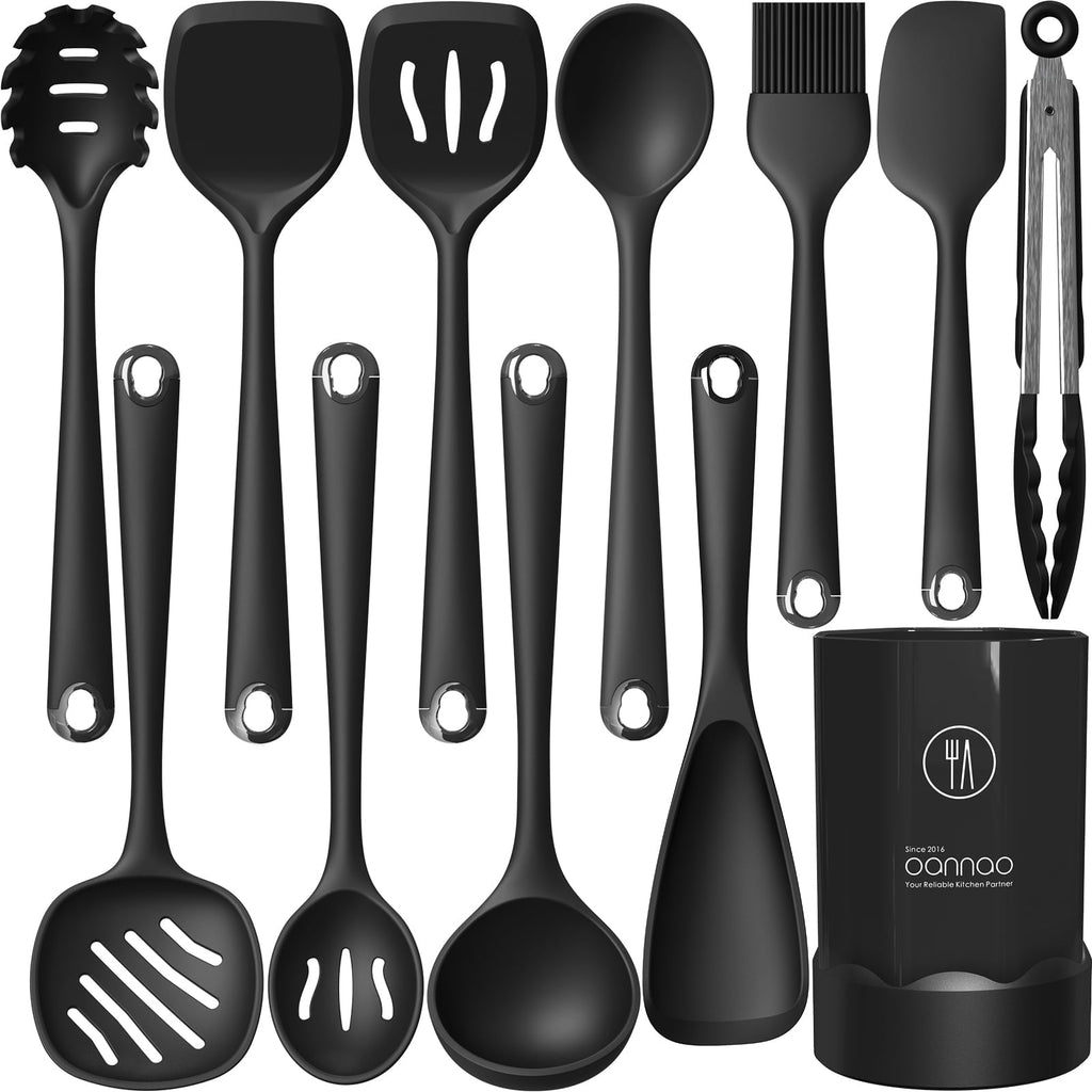 Durable Steel Silicone Kitchen Utensils Set, 600°F Heat Resistant Silicone Cooking Utensils, Spatula, Spoon, Whisk, Tongs, Kitchen ... - High-Precision Culinary Tool for Baking & Cooking - Default Title