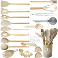 Non-Stick Safe Silicone Cooking Utensils Set, Heat Resistant Kitchen Tools, 36 PCS Non-Stick Silicone Cooking Kitchen Utensils, Khaki - Ergonomic Kitchen Tongs and Cooking Spoon Utensil - Default Title