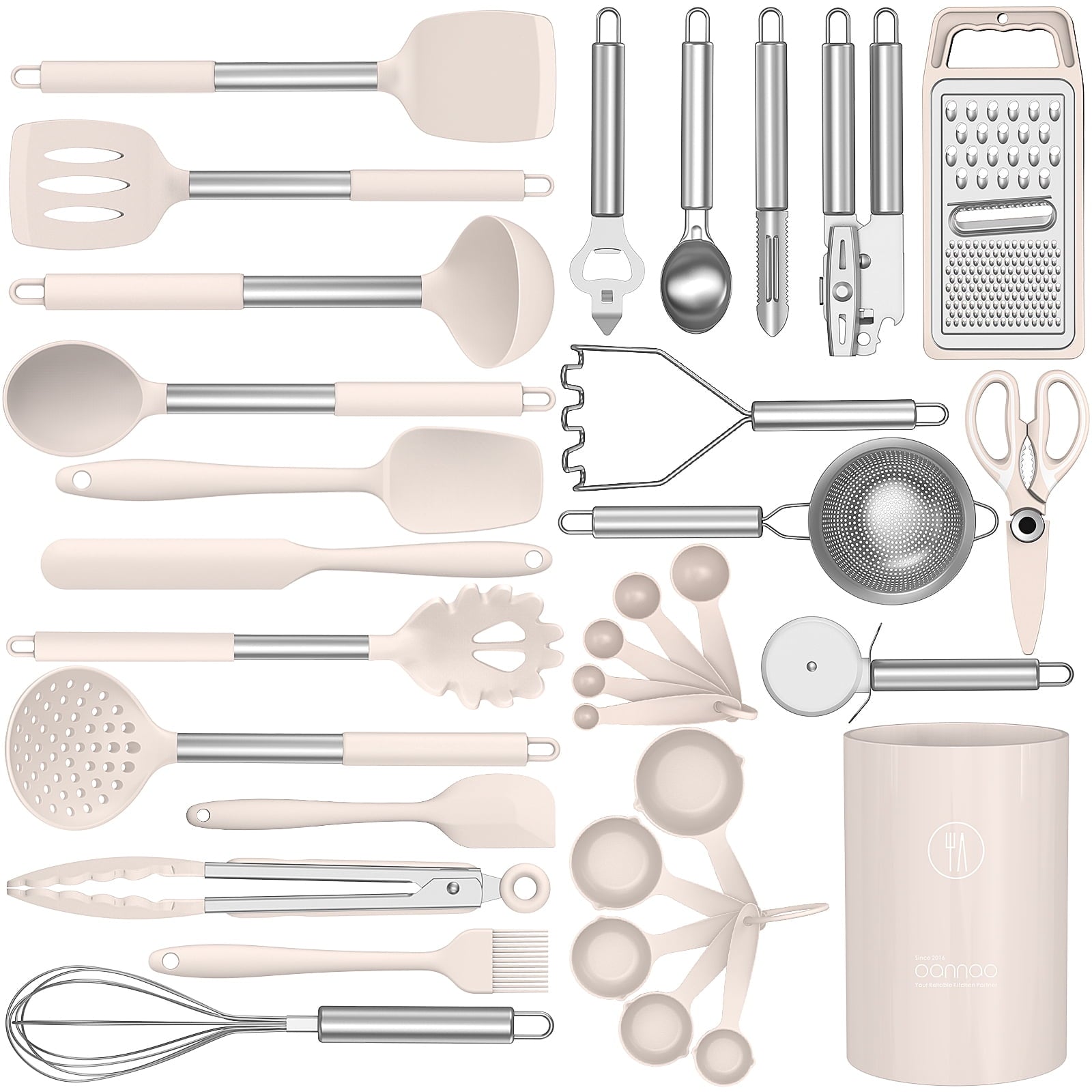 Non-Stick Safe Silicone Cooking Utensils Set - Heat Resistant Silicone Kitchen Utensils for Cooking, Kitchen Utensil Spatula Set,BPA... - Durable Turner & Ladle Utensil Set for Home Chefs - Default Title