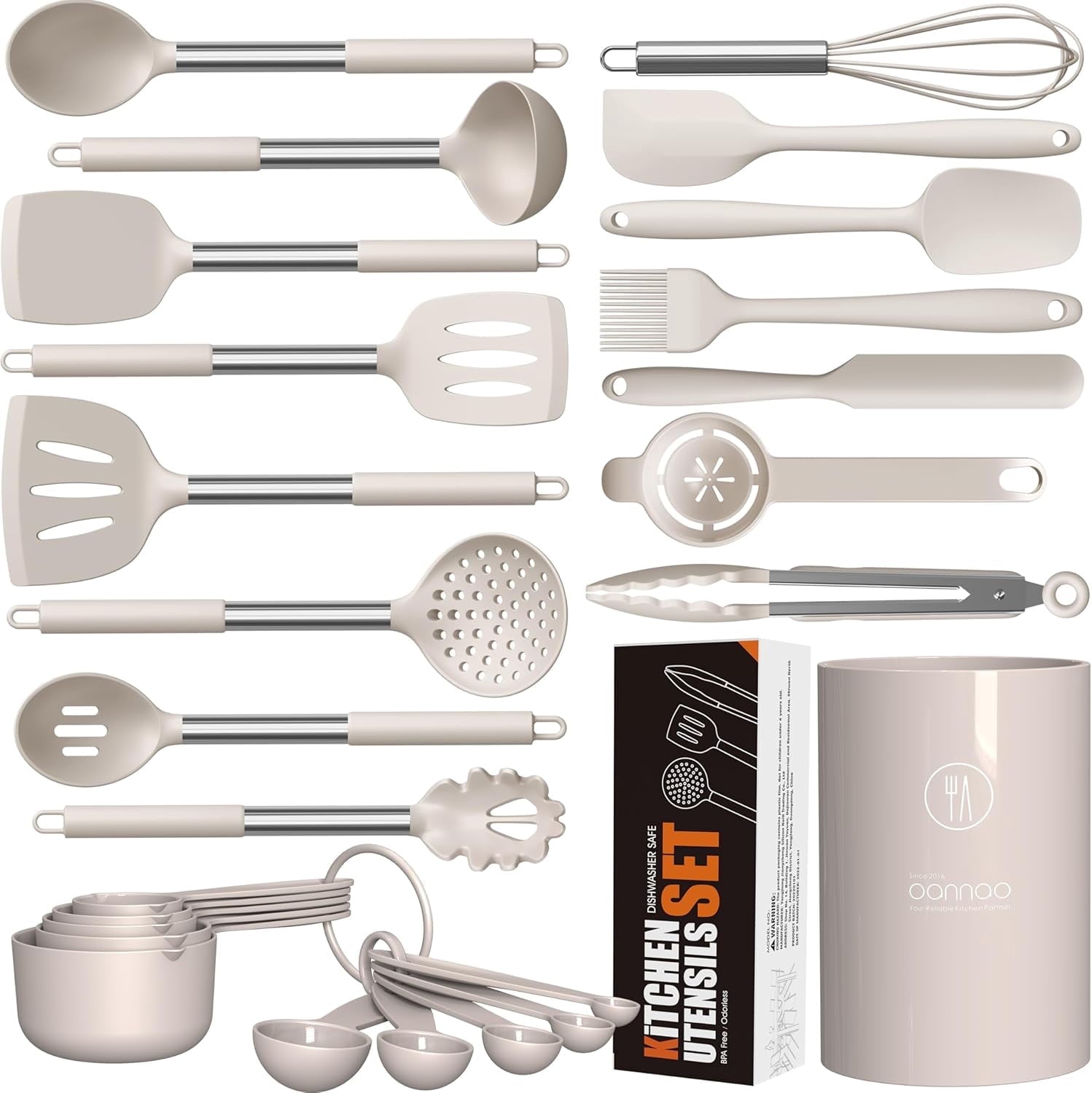 Heavy Duty Large Silicone Cooking Utensils Set - Heat Resistant Kitchen Utensils,Turner Tongs,Spatula,Spoon,Brush,Whisk,Stainles... - Heavy Duty Stainless Steel Kitchen Shears - Default Title