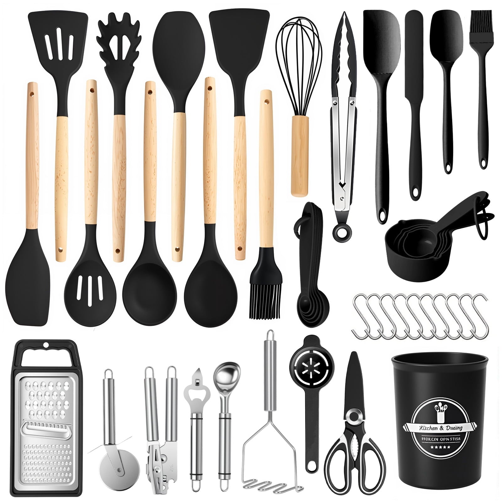 Heavy Duty Silicone Cooking Utensils Set with Holder, 44 PCS Kitchen Utensils Set, Silicone Kitchen Gadgets Spatulas Set for Non... - Heavy Duty Stainless Steel Kitchen Shears - Default Title