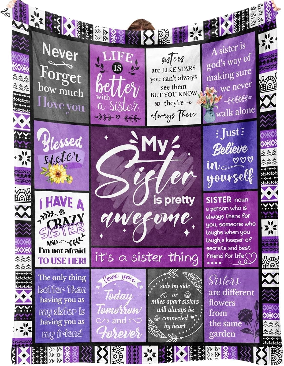 Decorative Knitted Sister Gifts Blanket, Sister Gifts , Happy Birthday Gifts for Sister, Unique Sister Gifts for My Dear Sister on Mothe... - Lightweight Plush Warm Blanket for All Seasons - Default Title