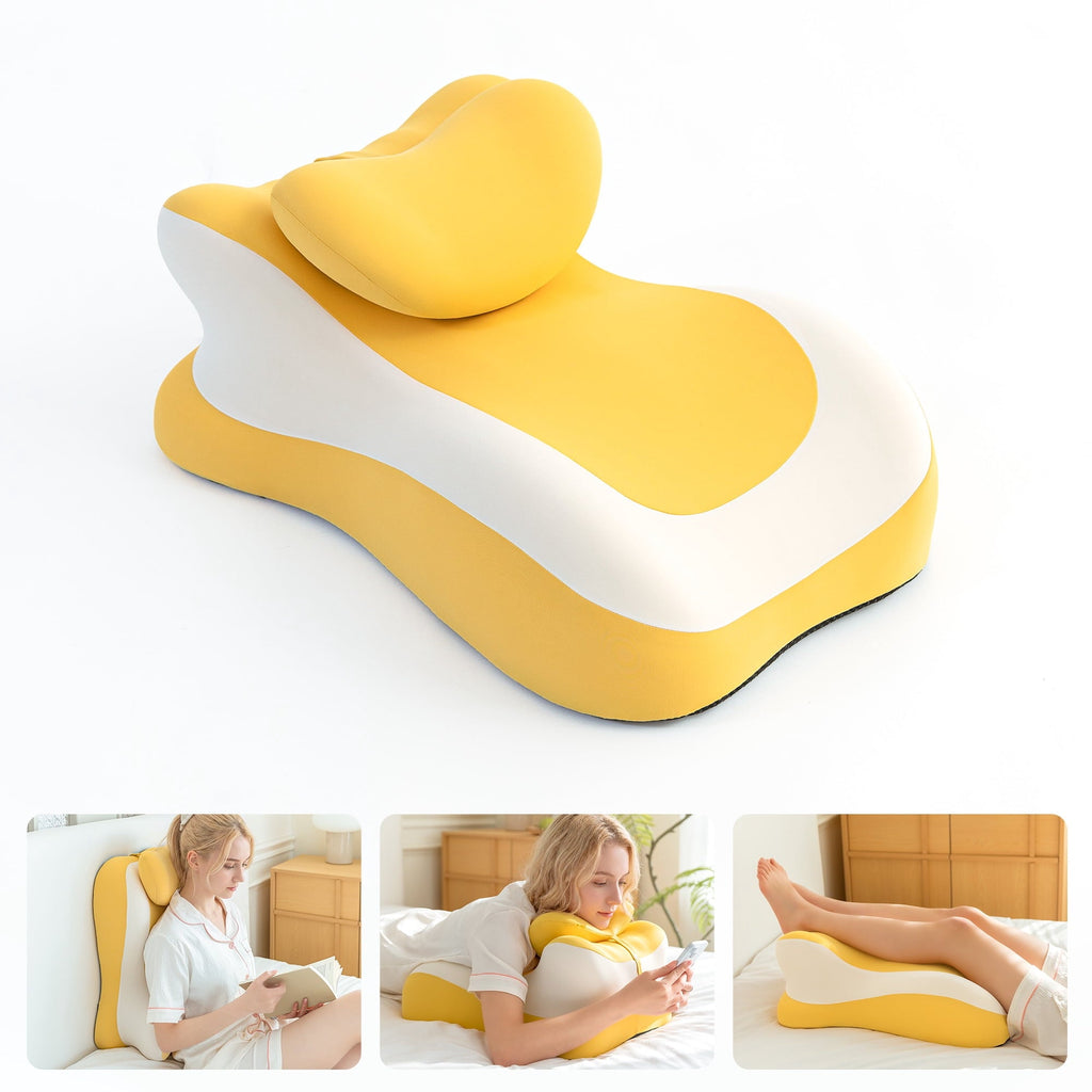 Fluffy Shredded Memory Foam Reading Pillow, Multi-Position Support Bed Pillow for Petite Adults, Reading Tools, Fun Couple Pillows Pr... - Ergonomic Memory Foam Pillow for Neck Pain Support - Default Title