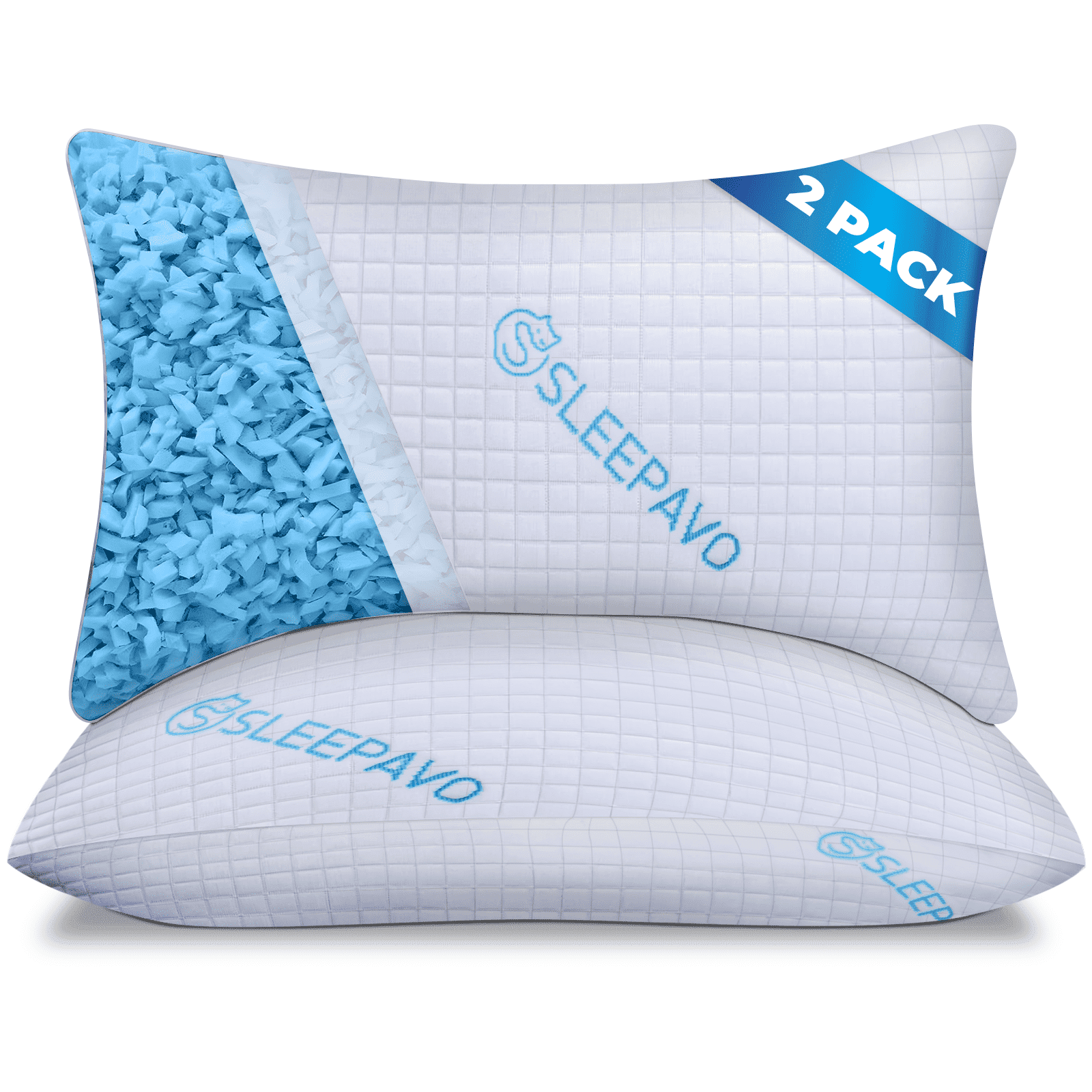 Ergonomic Memory Foam Adjustable Shredded Memory Foam Pillows Queen Size Set of 2 - Extra Soft Cooling Bamboo Bed Pillows for Sleeping - Ba... - Orthopedic Shredded Foam Bed Pillow Set - Default Title