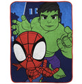 Reversible Sherpa Spidey & His Amazing Friends Kids Throw, 46 x 60, Microfiber, Blue, Marvel - Luxury Knitted Decorative Throw Blanket with Fringes - Default Title
