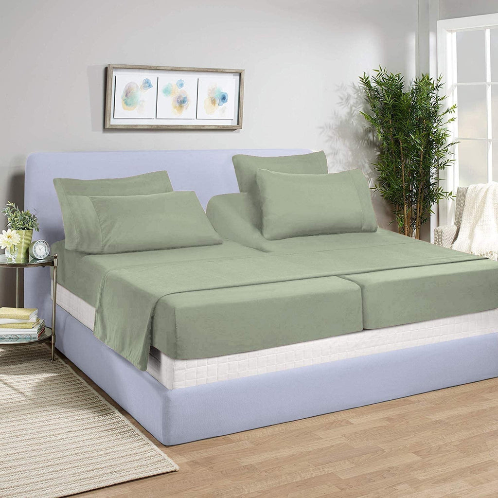 Wrinkle-Resistant Split-California King Bed Sheet Set (5-Pieces) Adjustable Bed Sheets - 800 Thread Count 100% Egyptian Cotton - 15" De... - Breathable Egyptian Cotton Flat & Fitted Sheets - Default Title