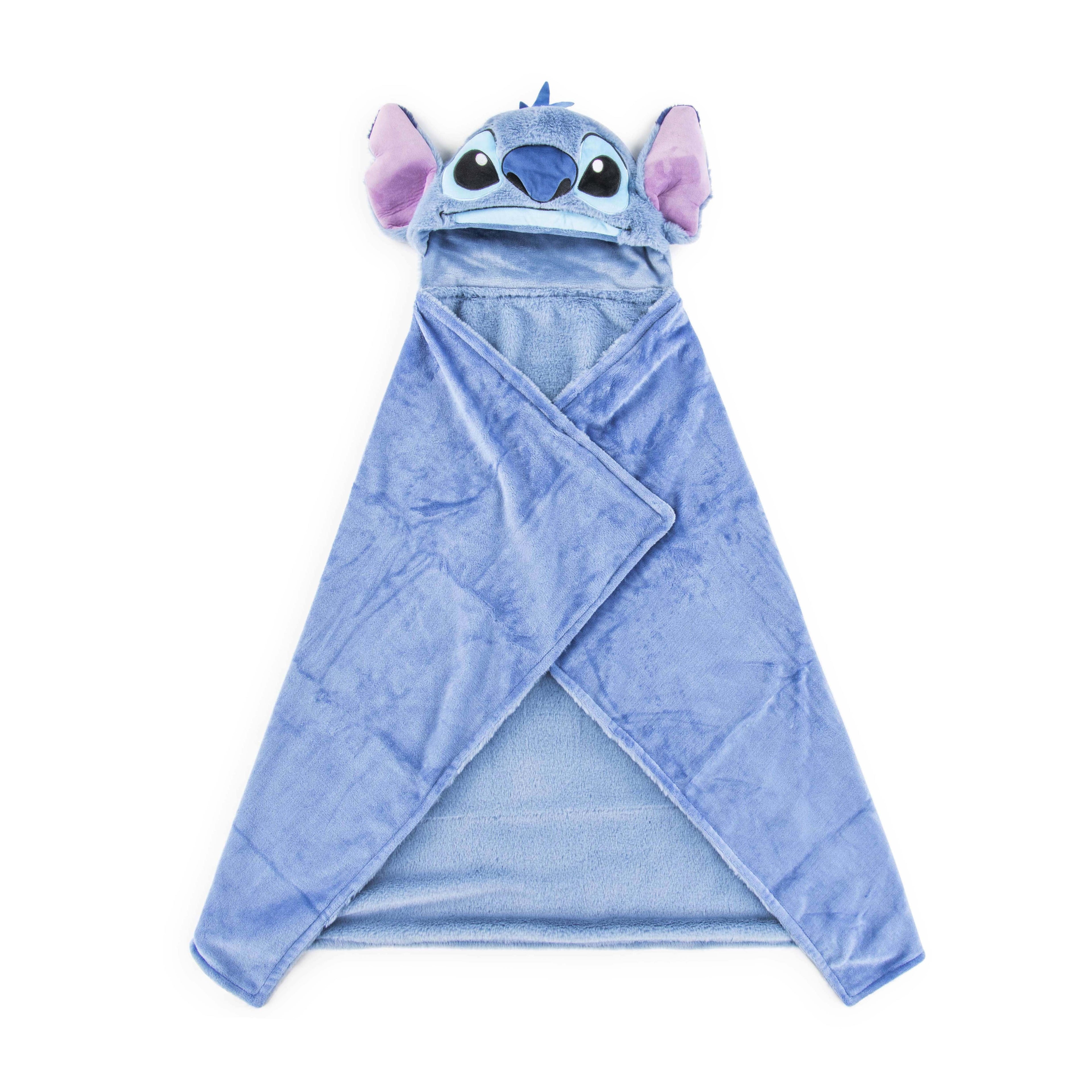 Cozy Fleece Stitch Kids Hooded Silk Touch Throw Blanket, Polyester Faux Fur, Blue, 54" x 40" - Super Soft Reversible Sherpa Flannel Blanket - Default Title