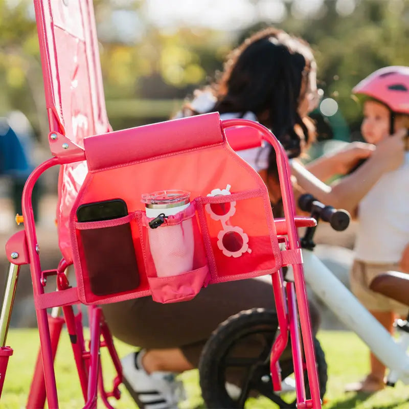 Luxury Camp Stowaway Rocker - Choice 794 - Heavy-Duty Kickback Rocker with Beverage Holder Detail