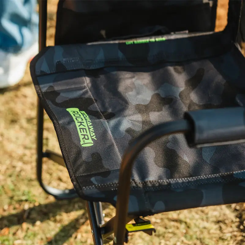 Luxury Camp Stowaway Rocker - Choice 794 - Heavy-Duty Kickback Rocker with Beverage Holder Detail
