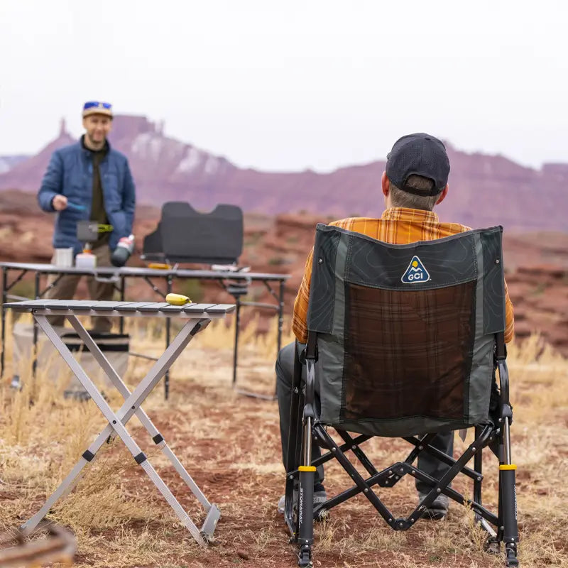 Luxury Camp Stowaway Rocker - Choice 794 - Heavy-Duty Kickback Rocker with Beverage Holder Detail