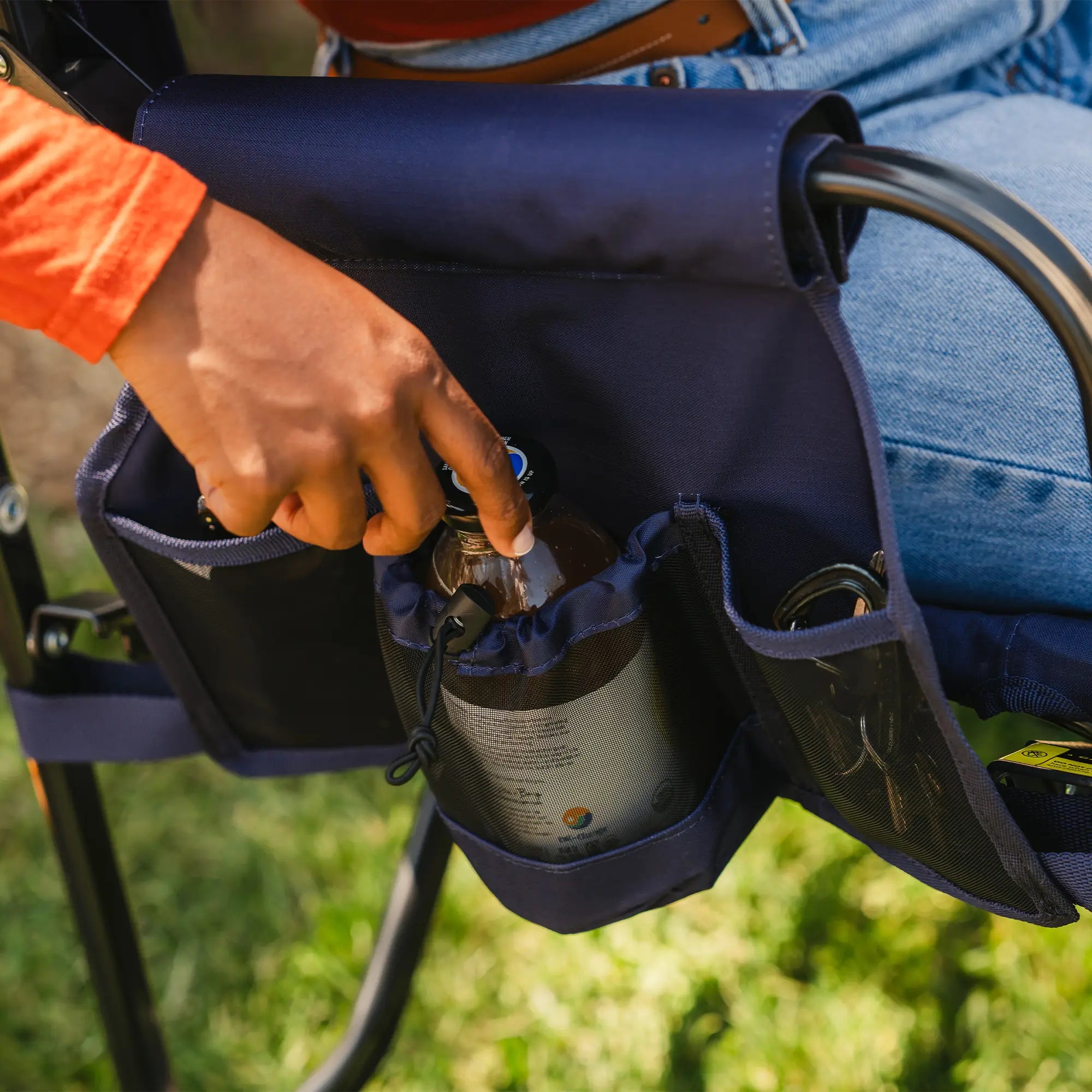 Luxury Camp Stowaway Rocker - Choice 794 - Heavy-Duty Kickback Rocker with Beverage Holder Detail