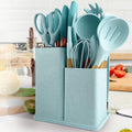 Durable Steel Silicone Kitchen Cooking Utensils Set, 19 Pieces Utensil with Holder, Heat Resistant, Green - Professional Kitchen Tool for Culinary Enthusiasts - Default Title