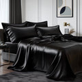 Wrinkle-Resistant Queen Silk Black Bed Sheet Set,4 Pieces 1800 Microfiber 2 Pillowcase 20"x30" - Premium Ultra-Soft Pillowcase Pair for Sleeping - Default Title