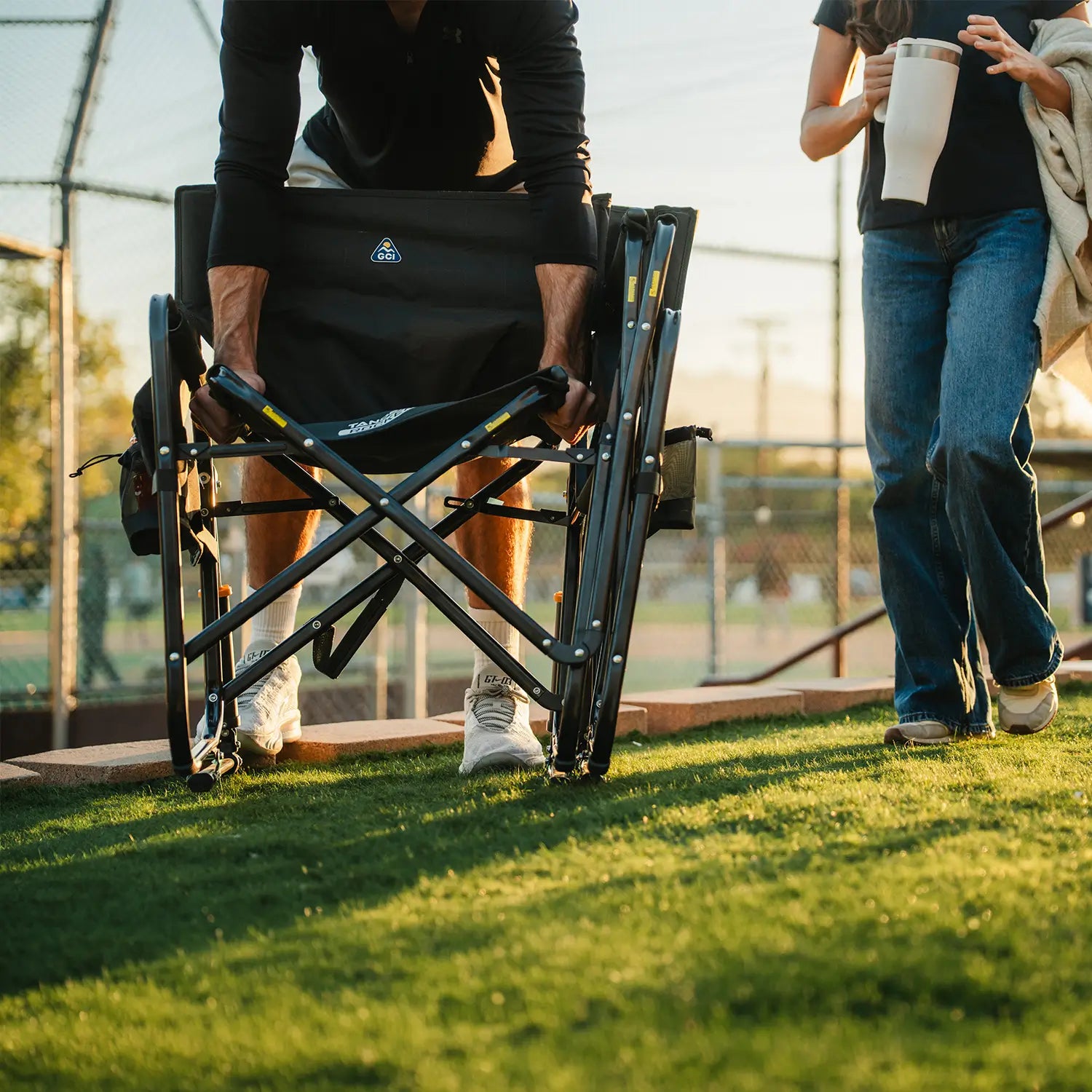 Heavy-Duty Freestyle Tandem Rocker - Choice 227 - Patented Spring-Action Rocking Chair for Camping Detail