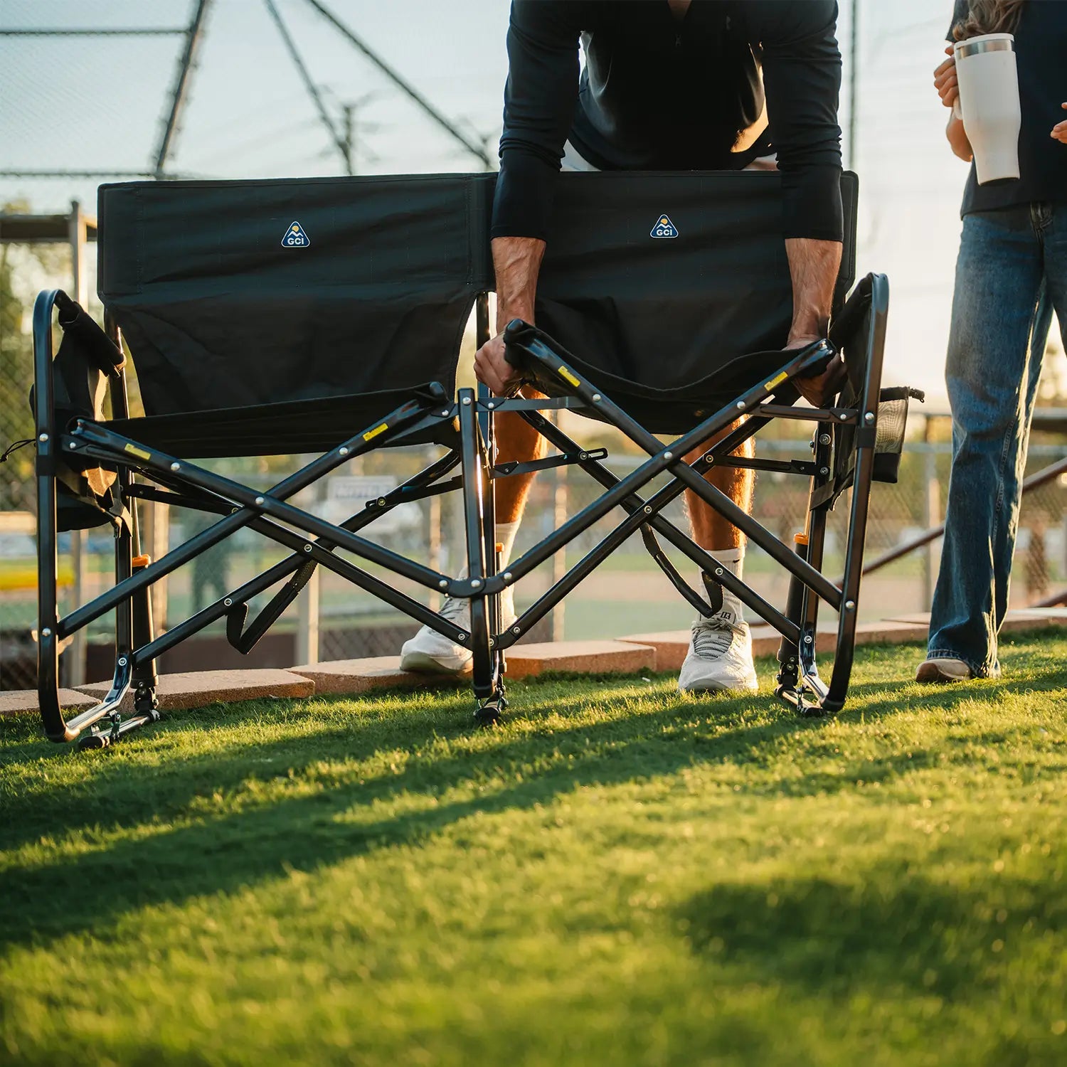 Heavy-Duty Freestyle Tandem Rocker - Choice 227 - Patented Spring-Action Rocking Chair for Camping Detail