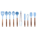 Heavy Duty 10-Piece Silicone and Acacia Wood Handle Cooking Utensils Set, Blue - Professional Kitchen Tool for Culinary Enthusiasts - Default Title