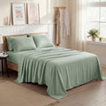 Breathable Luxury Queen Sheets Set, 4 Pieces Deep Pockets Cooling Soft Polyester Microfiber Bed Sheets Set, Sea Foam Green - Breathable Egyptian Cotton Flat & Fitted Sheets - Default Title