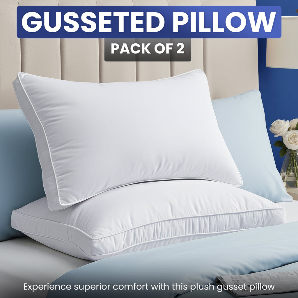 Orthopedic Support Queen Bed Pillow, 26"L x 18" W, Set of 2, Soft and High-Quality, Gusseted Pillow for All Sleep Positions (White) - Orthopedic Shredded Foam Bed Pillow Set - Default Title