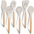 Non-Stick Safe Kitchen Utensils Set of 6, Silicone Cooking Utensils with Wooden Handle, Non-Stick Cookware & Heat Resistant, Include... - Heat-Resistant Silicone Cooking Spatula Turner - Default Title