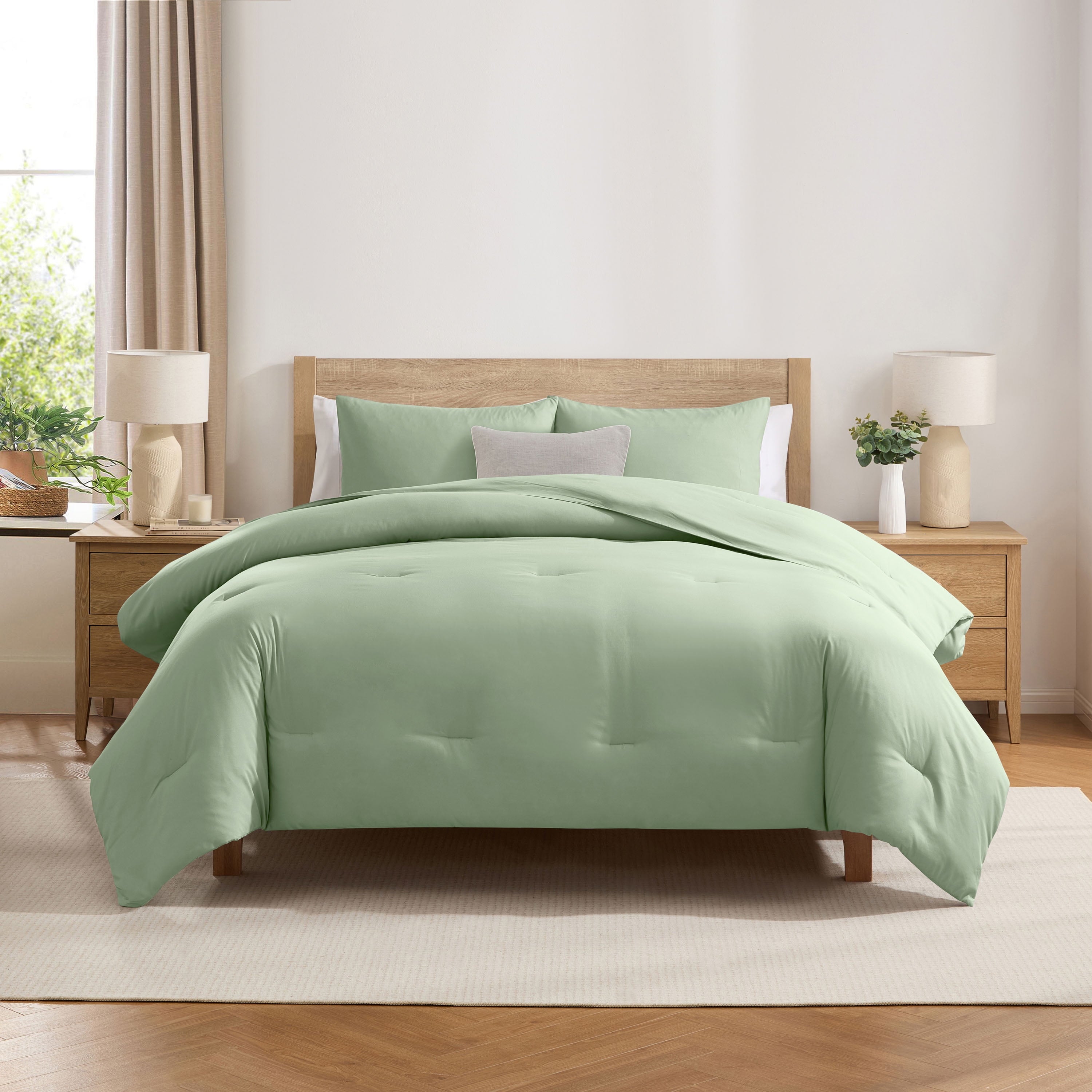 All-Season Comforter Sets, All Season Lightweight Solid Queen Comforter Set, 3-Pc Bedding Sets, Sage Green - Cloud-Like Soft Lightweight Bed Comforter - Default Title