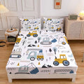 Ultra-Soft Cartoon Excavator Sheet Set for Kids Boys Truck Construction Bedding Set Engineering Vehicle Bed Sheet Sets with 1 Fi... - Luxury Bed Sheet Set with Deep Pockets - Default Title