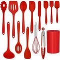 Durable Steel 14 Pcs Cooking Utensils Set with Holder, Heat Resistant Silicone Kitchen Cookware Utensils Set, Kitchen Cooking Tools... - High-Precision Culinary Tool for Baking & Cooking - Default Title