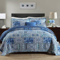 Hypoallergenic Cloud Quilt Comforter Cotton Bedding Set With Shams, Vintage Blue, King - Luxurious Quilted Duvet Cover Set - Default Title