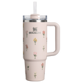 Double-Wall Vacuum The Quencher H2.0 Flowstate Tumbler D363L - Premium Stainless Steel Straw Cup for All-Day Hydration - Rose Quartz Bouquets