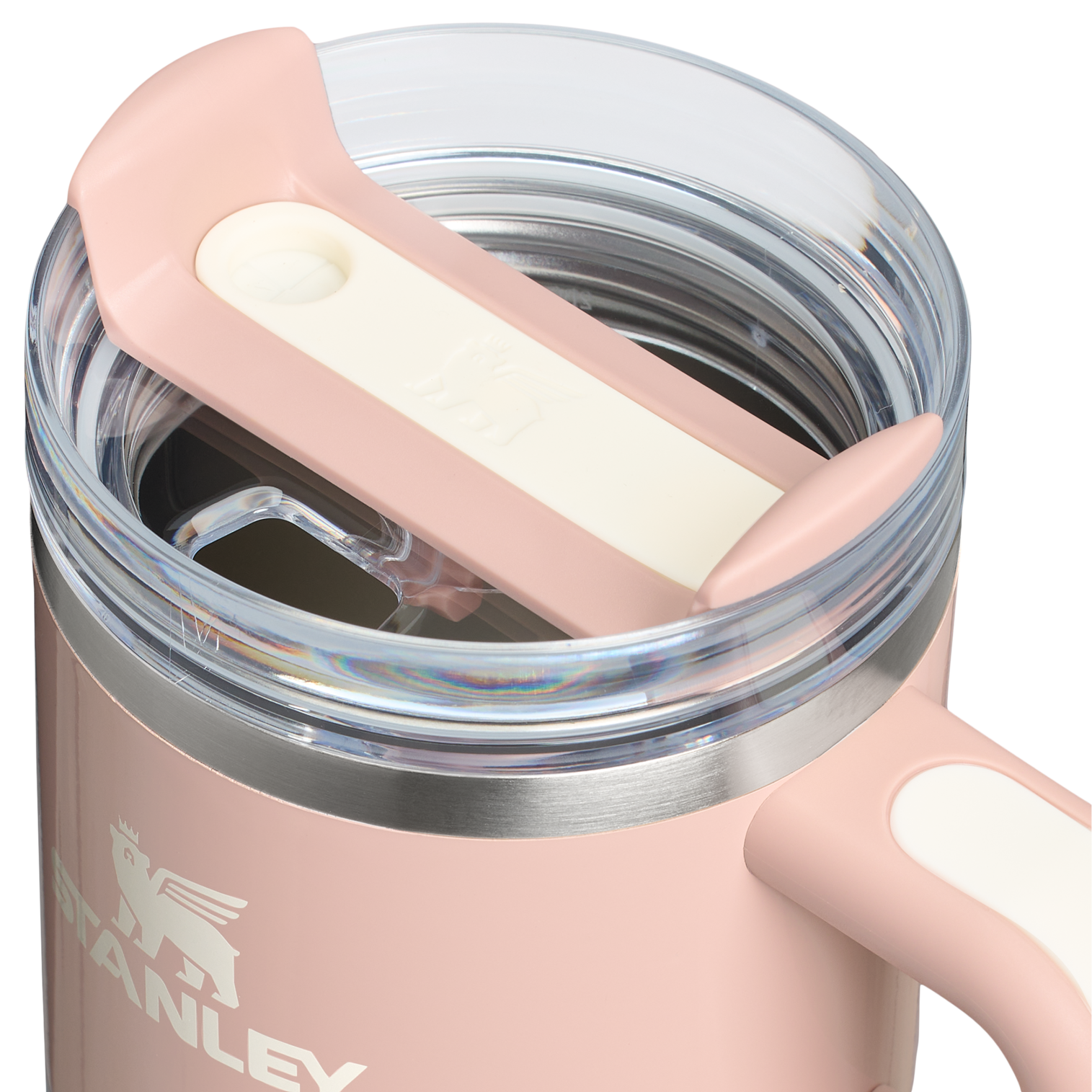 Car-Cup Friendly The Quencher H2.O Flowstate Tumbler with Handle | Stanley Create D309N - FlowState 3-Position Lid Insulated Travel Mug Detail