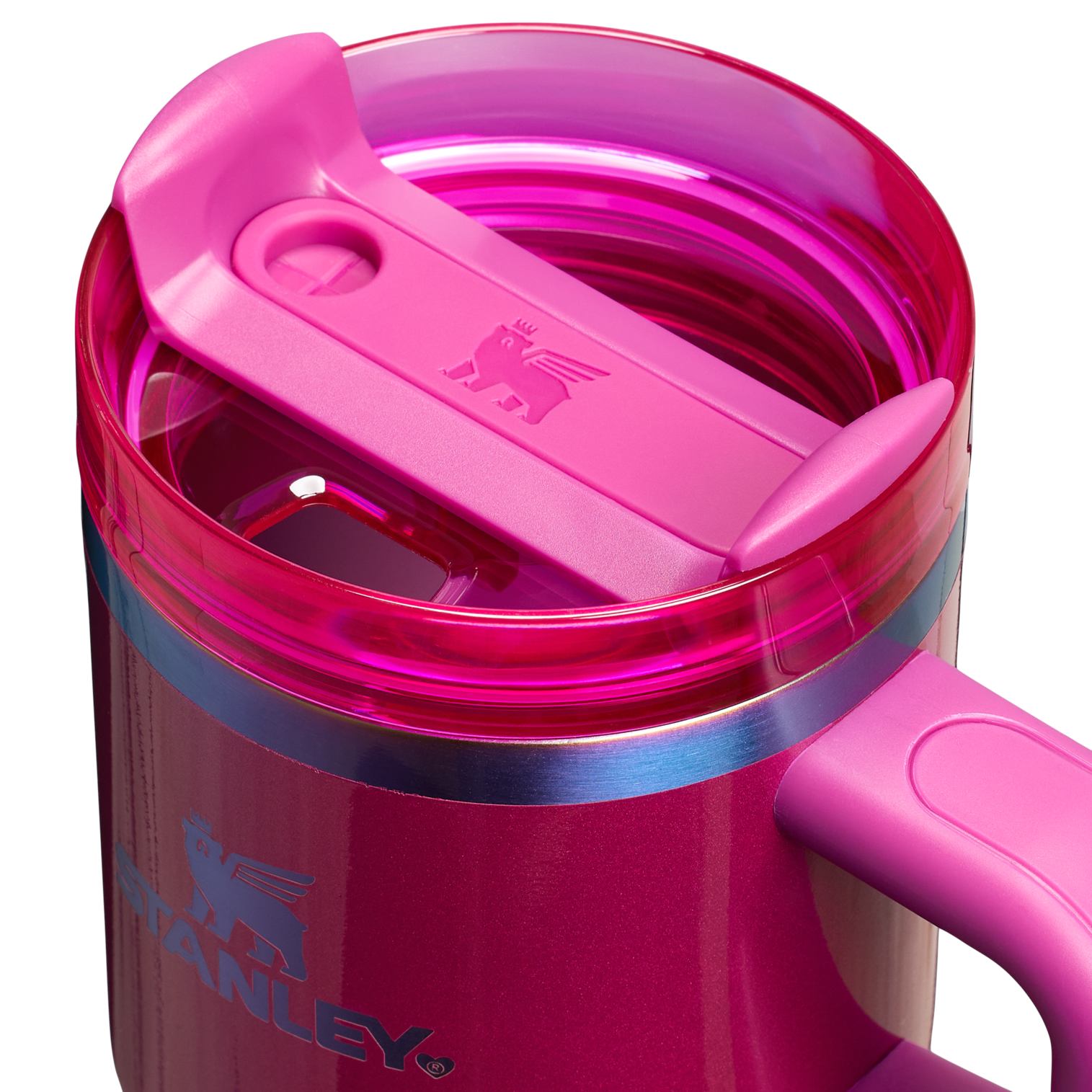 Car-Cup Friendly The Quencher H2.O Flowstate Tumbler with Handle | Stanley Create D309N - FlowState 3-Position Lid Insulated Travel Mug Detail