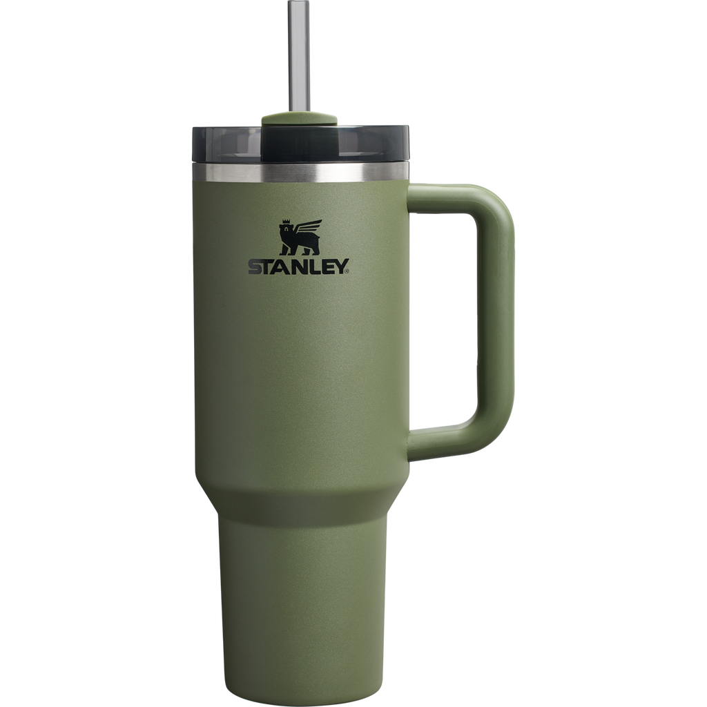 Large Capacity The Quencher H2.0 Flowstate Tumbler  | Stanley Create D332L - Double-Wall Vacuum Insulated Travel Tumbler with Straw - Dried Pine
