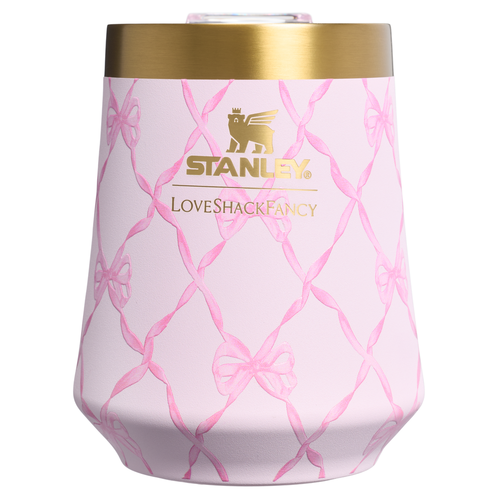 Elegant Stemless Stanley 1913 x LoveShackFancy Holiday Reserve Wine Tumbler D367F - Shatterproof Flavor-Preserving Cocktail Tumbler with Lid Detail