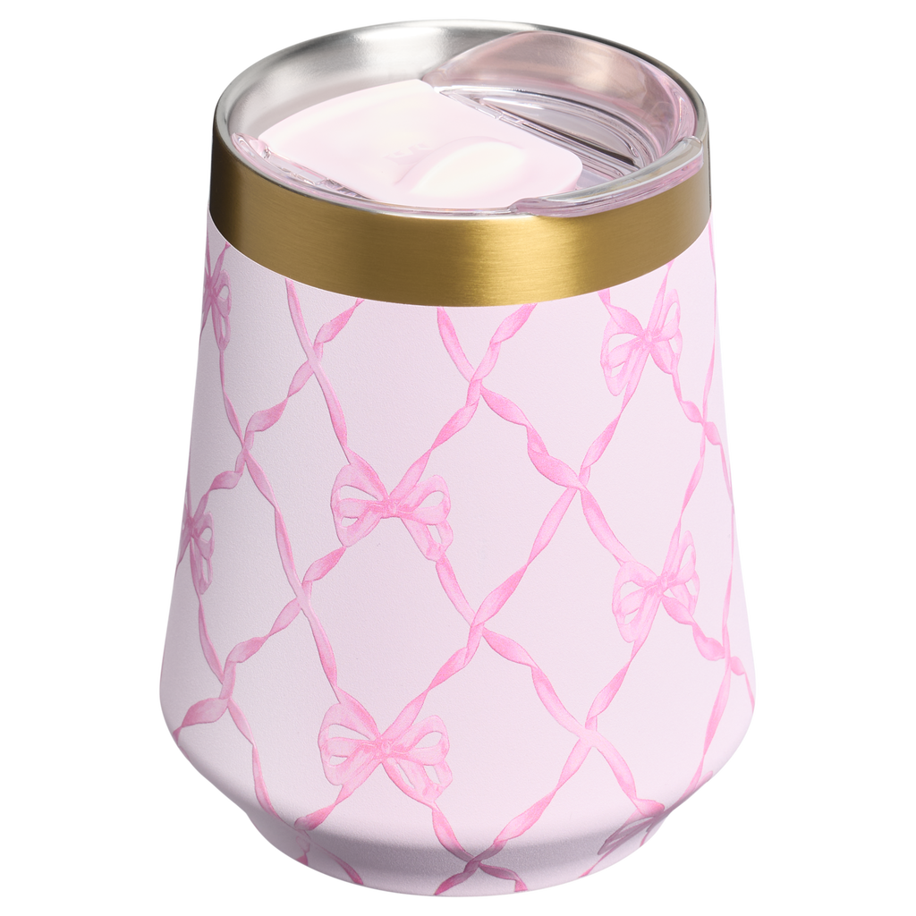 Elegant Stemless Stanley 1913 x LoveShackFancy Holiday Reserve Wine Tumbler D367F - Shatterproof Flavor-Preserving Cocktail Tumbler with Lid Detail