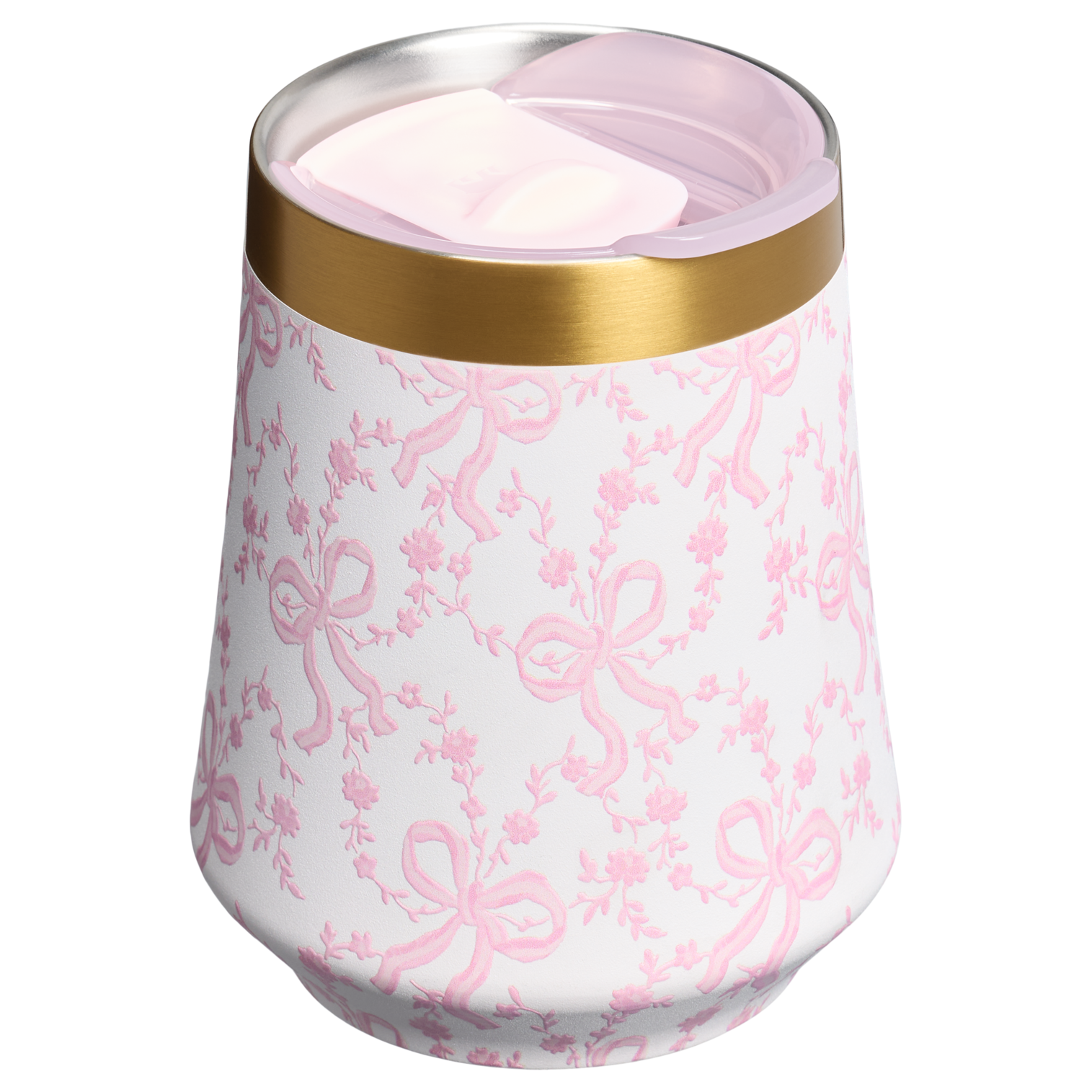 Elegant Stemless Stanley 1913 x LoveShackFancy Holiday Reserve Wine Tumbler D367F - Shatterproof Flavor-Preserving Cocktail Tumbler with Lid Detail