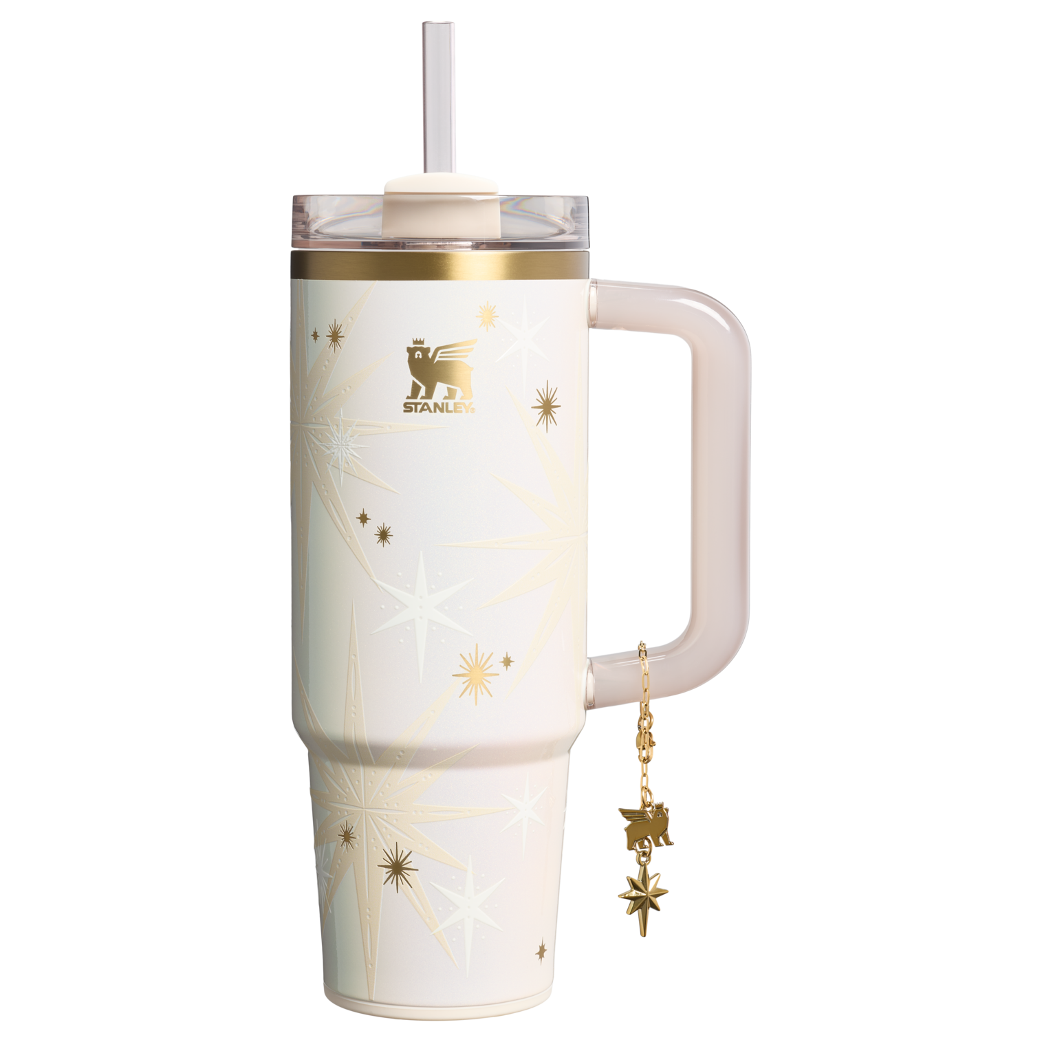 Splash-Resistant FlowState The Quencher Luxe H2.0 Flowstate Tumbler D209D - Double-Wall Vacuum Insulated Travel Tumbler with Straw - Starlight Shimmer