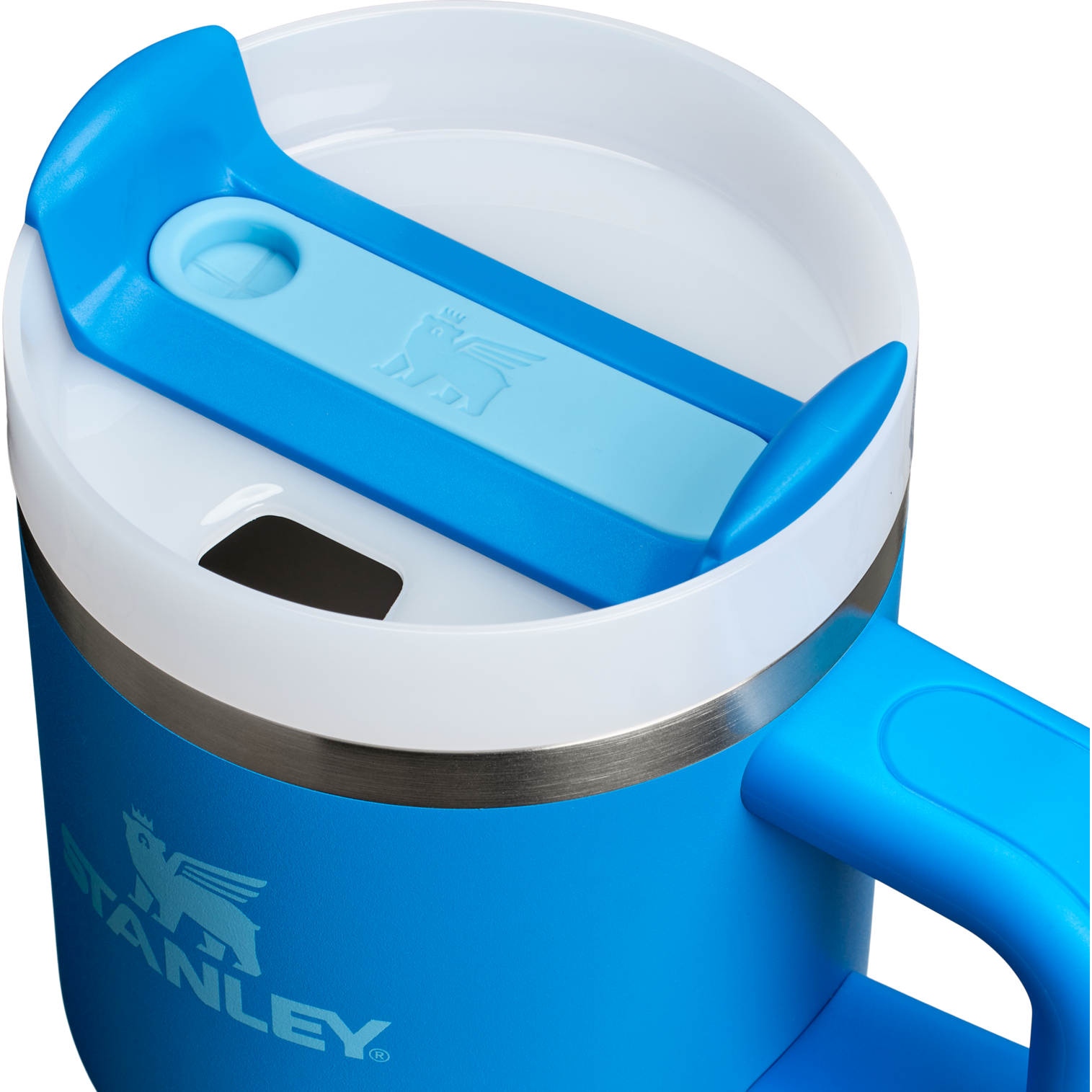 Car-Cup Friendly The Quencher H2.O Flowstate Tumbler with Handle | Stanley Create D309N - FlowState 3-Position Lid Insulated Travel Mug Detail