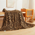 Decorative Knitted Luxury Faux Fur Leopard Print Throw, Soft 50x60 Cheetah Print Fluffy Blanket, Shaggy Plush Decorative Couch Throw, Cu... - Cozy Fleece Throw Blanket for Couch & Bed - Default Title