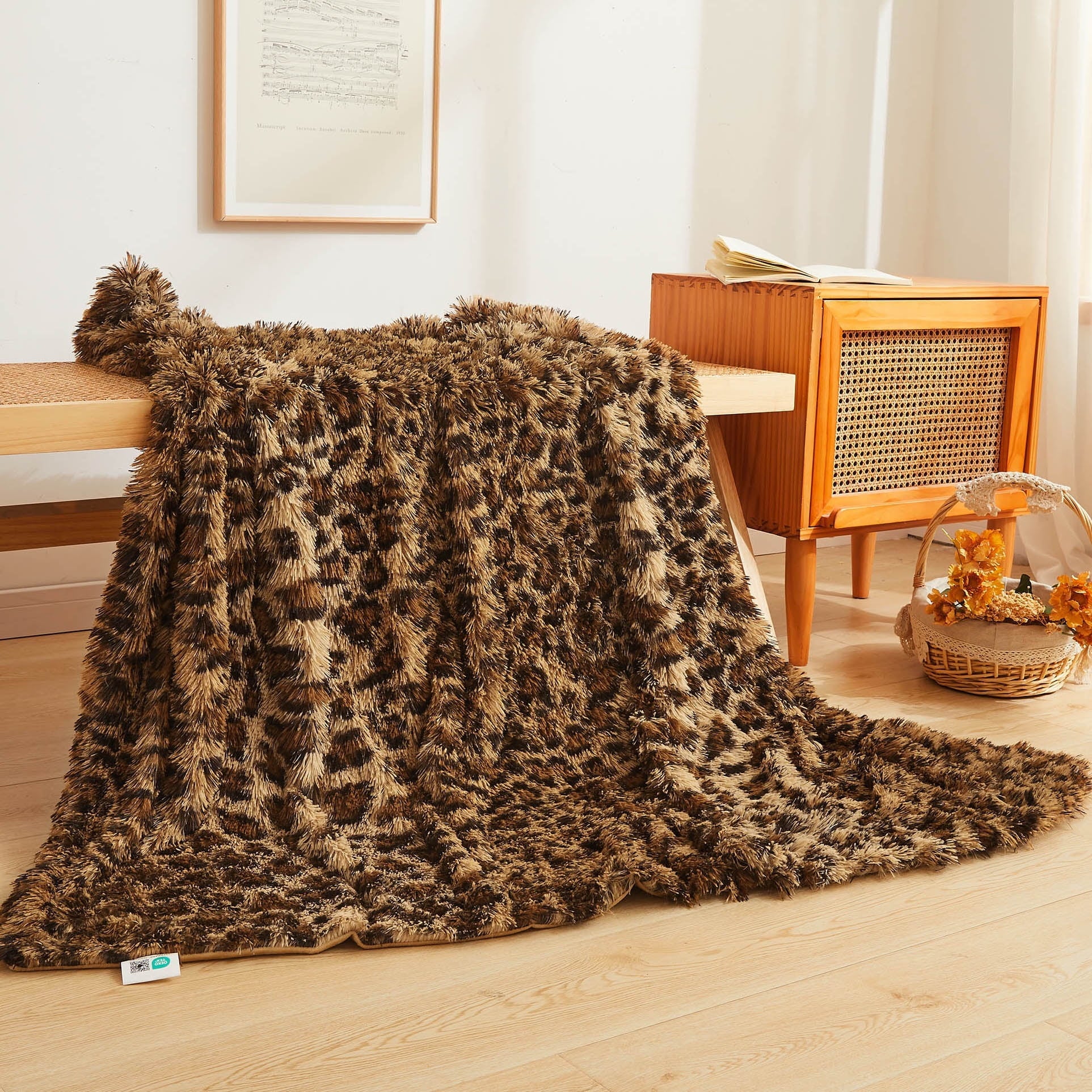 Decorative Knitted Luxury Faux Fur Leopard Print Throw, Soft 50x60 Cheetah Print Fluffy Blanket, Shaggy Plush Decorative Couch Throw, Cu... - Cozy Fleece Throw Blanket for Couch & Bed - Default Title