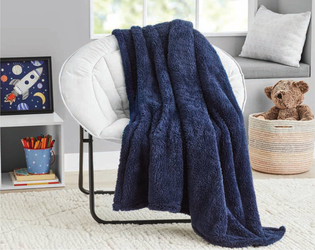 Cozy Fleece Soft, Navy Blue, Oversized, Fuzzy, Throw Blanket for Kids, 72 x 50 inches - Super Soft Reversible Sherpa Flannel Blanket - Default Title