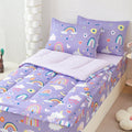 Hypoallergenic Cloud Zipper Kids Comforter Set, 3-Piece Purple Twin Bed in a Bag, Cartoon Rainbow Stars Flowers Printed Zip Up Comforter S... - All-Season Down Alternative Comforter Insert - Default Title
