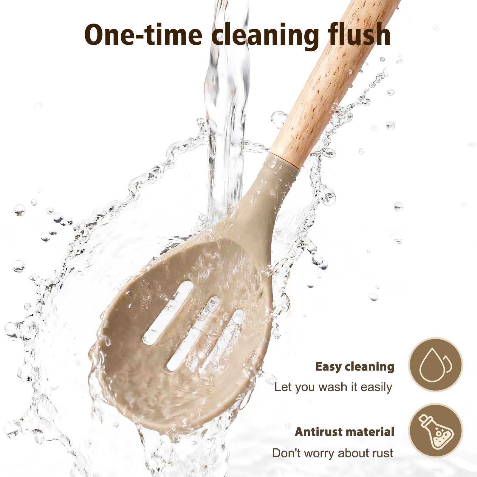 Professional Grade Silicone Cooking Utensils Set, Heat Resistant Kitchen Tools, 36 PCS Non-Stick Silicone Cooking Kitchen Utensils, Khaki - Multi-Purpose Hand Tool for Daily Meal Prep Detail