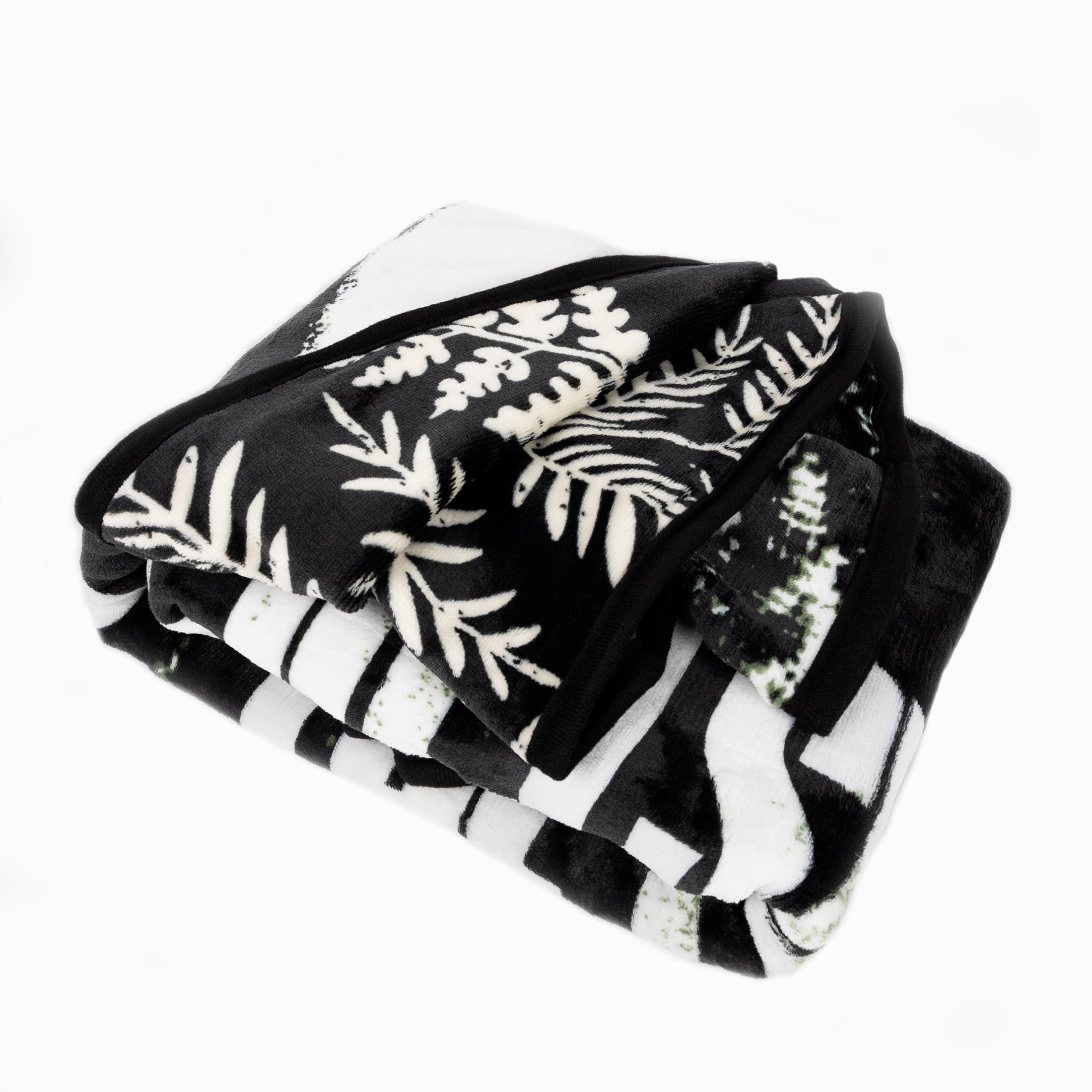 Lightweight Warm Black and White Polyester Throw Blanket, 50" X 60" - Cozy Fleece Throw Blanket for Couch & Bed Detail