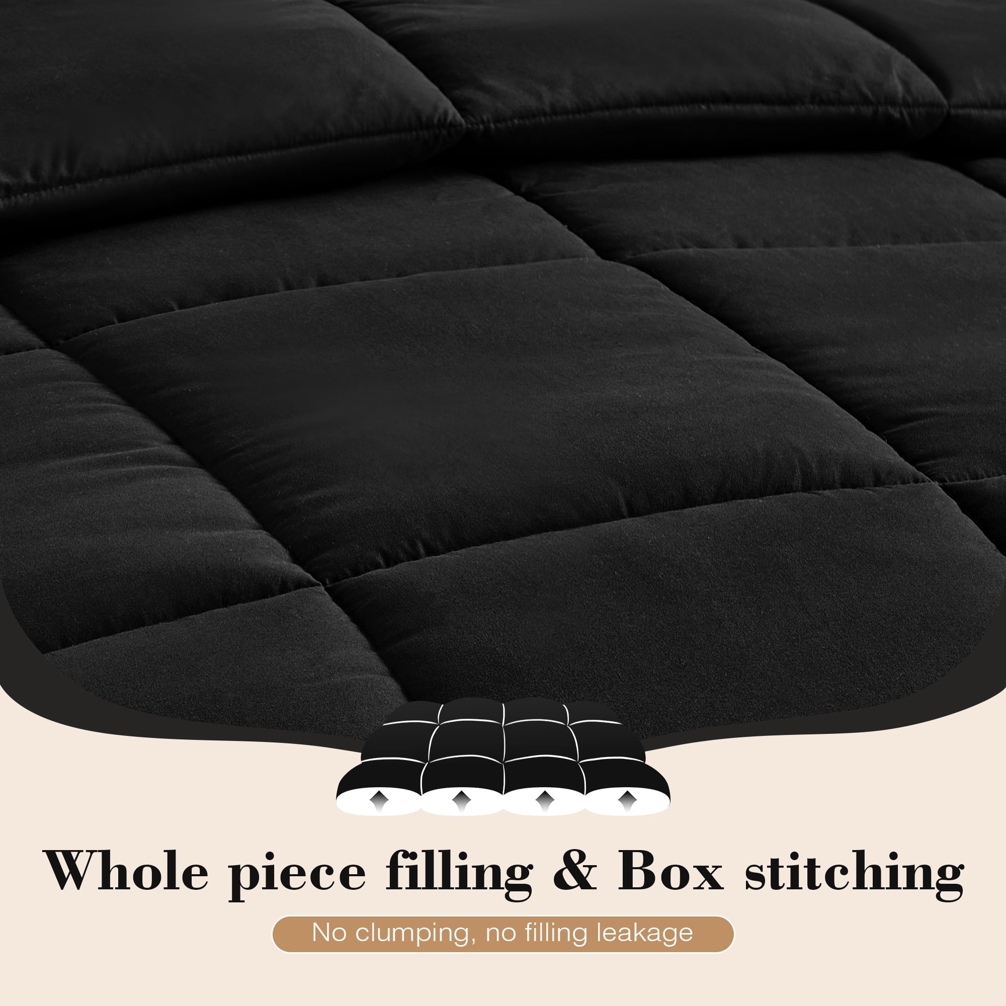 All-Season Queen Size Comforter Sets, 3 Piece Soft Quilted Bedding Sets, All-Season Down Alternative Comforter with 2 Pillow Sha... - All-Season Down Alternative Comforter Insert Detail