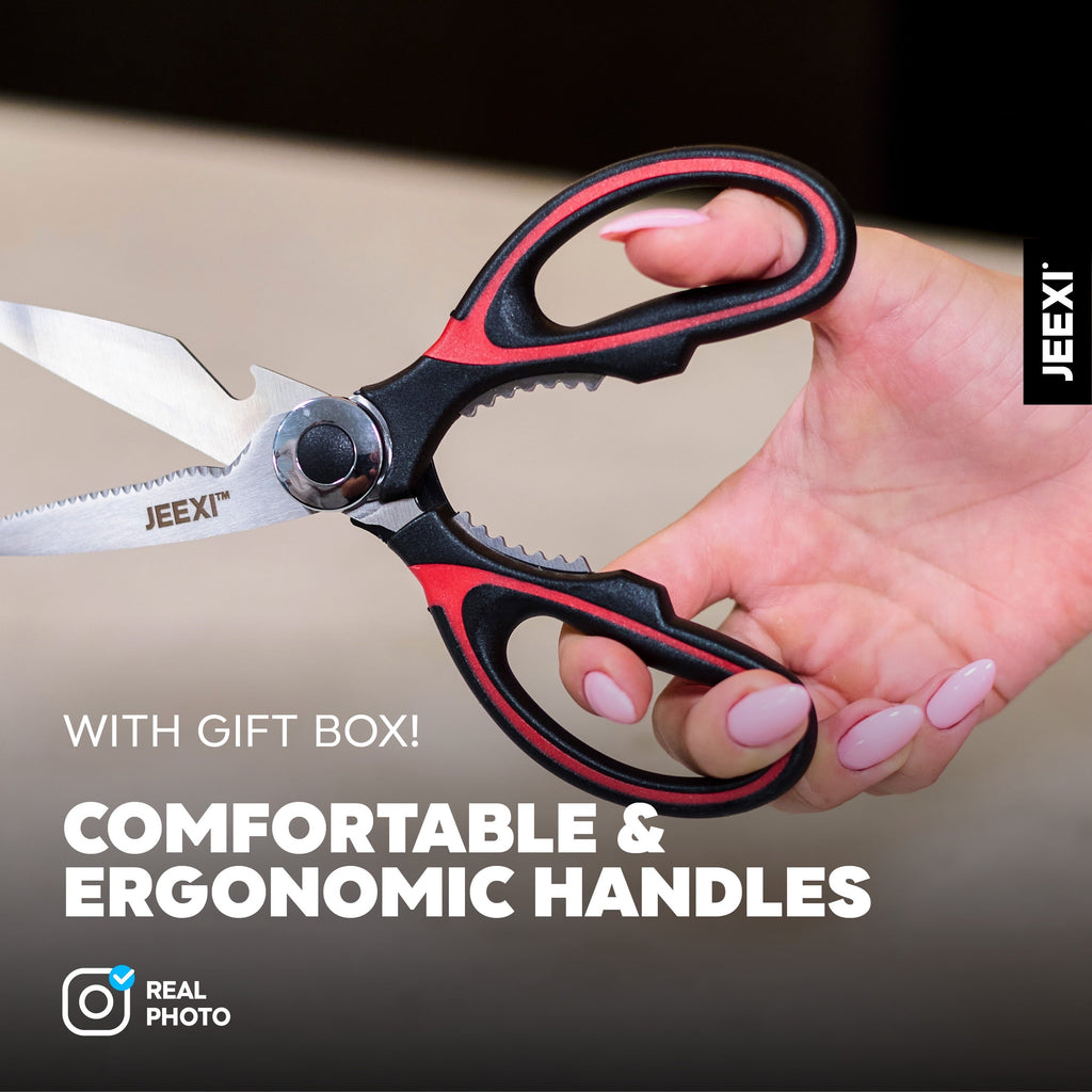 Innovative 3 Pack Kitchen Scissors, Ultra-Sharp Premium Stainless Steel Heavy Duty Kitchen Shears & Multi Purpose Poultry Shears... - Kitchen Gadget Tool for Quick Food Prep Detail