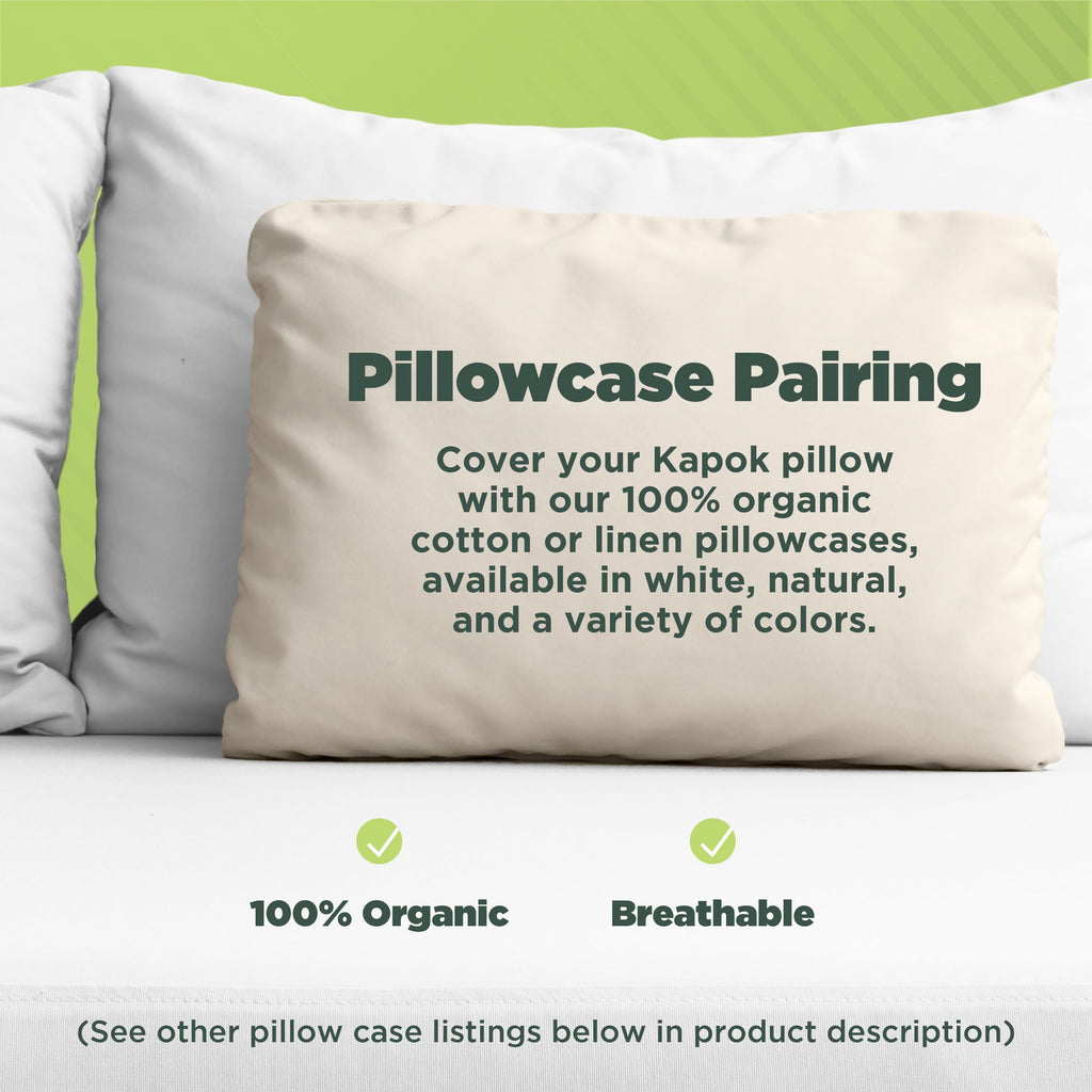 Orthopedic Support Kapok 20x26" Standard Bed Pillow – Organic Cotton Fabric Soft Sleeping Pillow - Made in USA - Orthopedic Shredded Foam Bed Pillow Set Detail