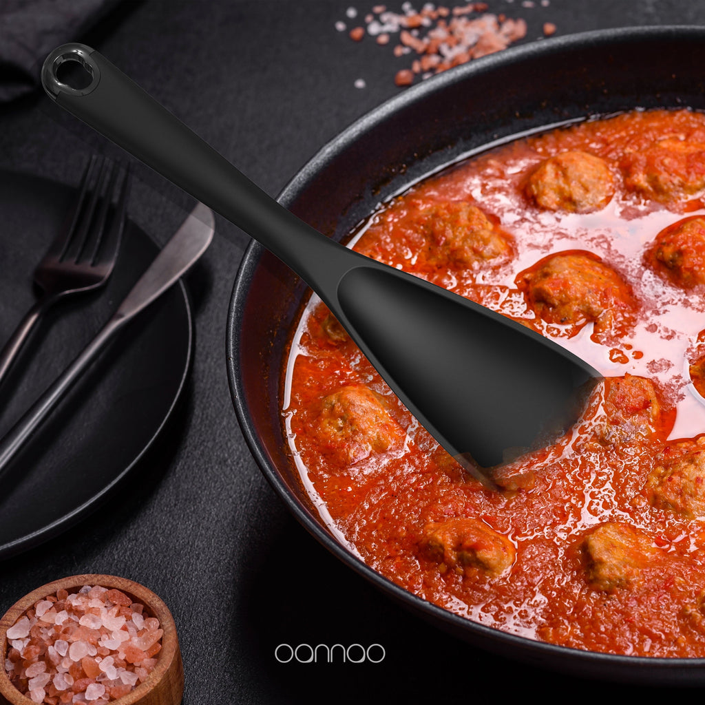 Non-Stick Safe Silicone Kitchen Utensils Set, 600°F Heat Resistant Silicone Cooking Utensils, Spatula, Spoon, Whisk, Tongs, Kitchen ... - Ergonomic Kitchen Tongs and Cooking Spoon Utensil Detail