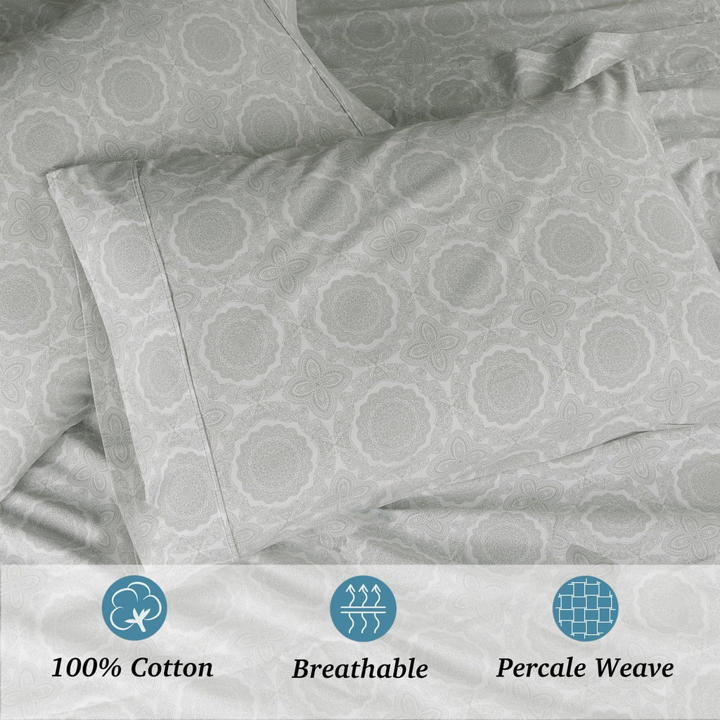 Breathable Luxury 100% Cotton Queen Sheets Set, 4 Piece Bed Sheets Set with HeiQ Fresh, Percale Weave, Hotel Luxury, Ultra Soft Sheets ... - Cooling Hotel Quality Bedding Sheets and Pillowcases Detail