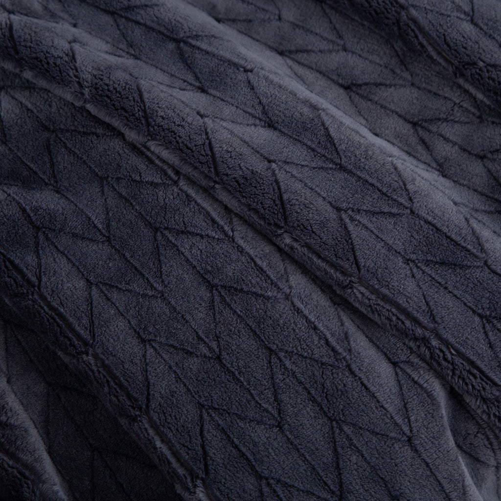 Cozy Fleece Textured Velvet Plush Soft Fleece Throw Blanket, Oversized, Greystone - Super Soft Reversible Sherpa Flannel Blanket Detail