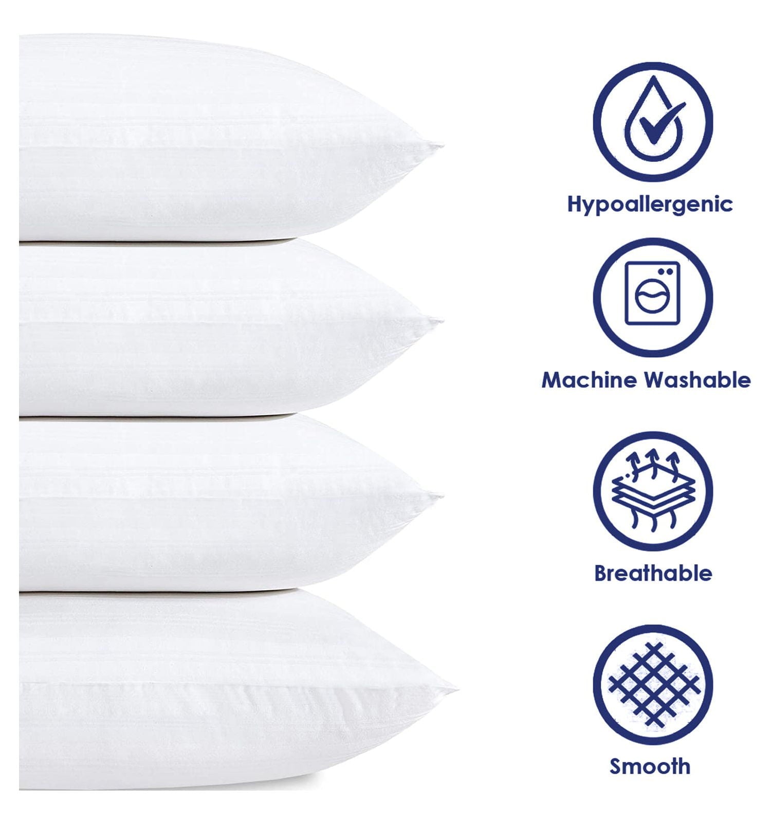 Ergonomic Memory Foam 2-Pack Hypoallergenic Down-Alternative, Throw Pillow Inserts (20" x 20") - Orthopedic Shredded Foam Bed Pillow Set Detail